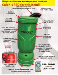 Mosquito Super HEPA 6 Quart Backpack Vacuum + Standard Tool Kit Green or Blue