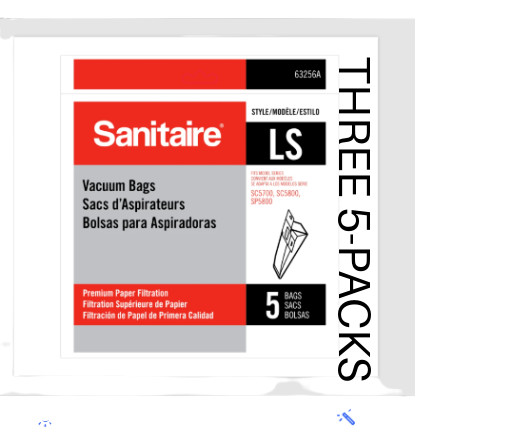 15-PACK SANITAIRE 63256A STYLE LS PREMIUM PAPER VACUUM BAG