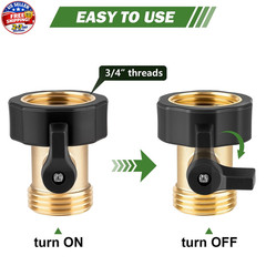 2 Pack Brass Garden Hose Shut Off Valve 3/4″ Heavy Duty Connector w Washers