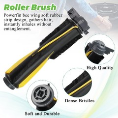 Techecook 2 Pack Main rolling brush: 6.6 x 2.1 inches, Yellow, Black