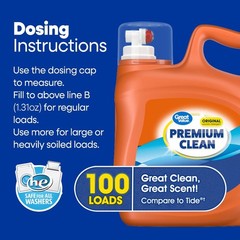 Great Value Premium Clean Original Laundry Detergent 132 fl oz, 100 loads