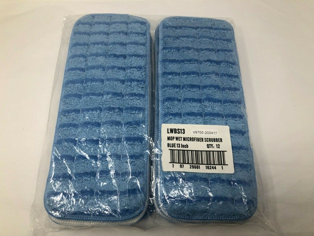 Impact Products LWBS13 Mop Wet Flat Microfiber Scrubber Pads Blue 13″ L Qty-12
