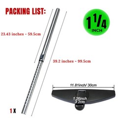 1.25 Inch Stainless Steel Vacuum Extension Wand Compatible 39 inches, Black