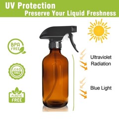 HAOERMEI 16oz Amber Glass Spray Bottles,2-Pack Refillable 16 Ounces,
