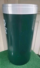 Glaro 23 GALLON Round Steel Recycling Bin, GREEN/GREY. PRE-OWNED $649 RETAIL