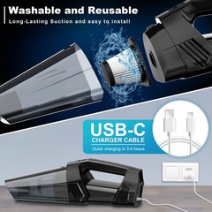 Blestan Vacuum Cordless Portable Car Vacuum Led Light High Power Suction 3 In 1