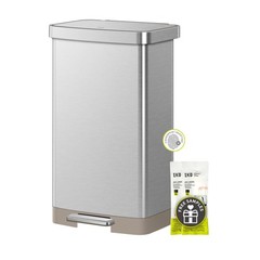 EKO Hudson Matte Stainless 75 Liter/20 Gallon Step Trash Can with Rear Trash …