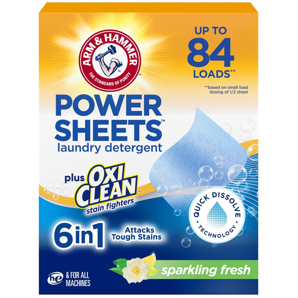 ARM & HAMMER Power Sheets Laundry Detergent Plus 42 Count (Pack of 1)