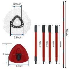 Mop Replace Heads Handle and 1 Sets + 2 White + 1 Base