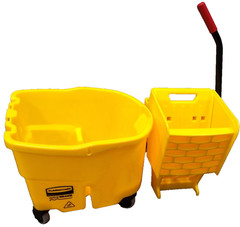 Rubbermaid Commercial WaveBrake 35 Qt Side Press Mop Bucket Wringer Yellow NEW