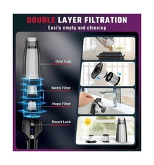 Handheld Vacuum Cordless, 9000PA Strong Suction, 2 Suction Modes, Fast Type-C…