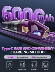 ZJZJ Handheld Vacuum Cordless, 15000PA Powerful Suction Hand Purple & Gold
