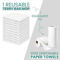 Premium White Terry Bar Mop Cotton Towels – 14 x 17 inch – 5 lbs. Compressed Box