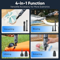 16000PA Car Vacuum Cleaner, Cordless Handheld 4-in-1 Vacuum and Air Pump Grey