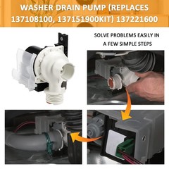 AMI PARTS 137221600 Washer Drain Pump fit for Kenmore Black White Red