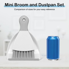 NACENA Mini Dustpan and Brush Set 2 Pack, Small Broom 2 packs, White Grey