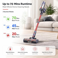 INTETURE Cordless Vacuum Cleaner 650W/55Kpa,70 Mins Standard, Purple