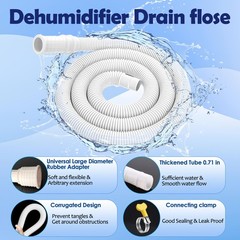 5.25 Ft Universal Dehumidifier Drain Hose Kit White Drainage Hose