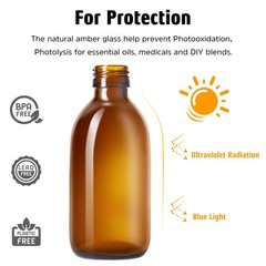Tecohouse Amber Glass Spray Bottles 8.8 oz, 2 Pack Empty oz