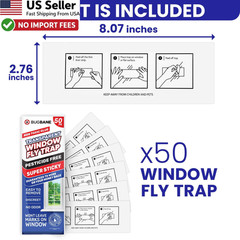 50 Window Fly Traps Sticky Non-Toxic Clear Fly Paper Indoor Housefly Gnat Killer