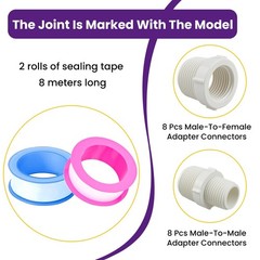 SATUY 16Pcs PVC Pipe Fittings Reducer Bushing Coupling, 1/2″ x 3/4″, White