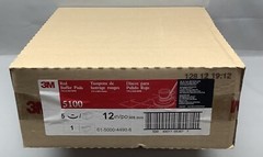 3M Red Buffer Pad 5100, 12″ Floor Buffer, Machine Use (Case of 5)