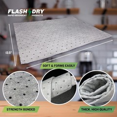 FlashDry Universal Absorbent Pads Spill Liquid Oil Water Made in USA