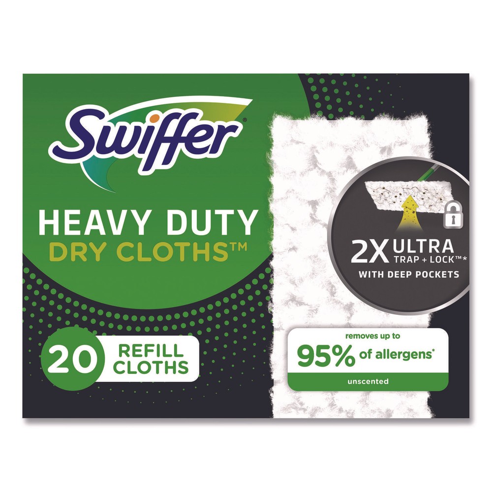 Heavy-Duty Dry Refill Cloths, 10.3 x 7.8, White, 20/Pack, 4 Packs/Carton
