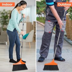 4 Pack Heavy-Duty Angle Broom for Floor Cleaning with 4 Pack, Orange and Grey