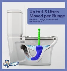 Luigi’s Blue Heavy Duty Toilet Plunger Bellows Design Clog Remover