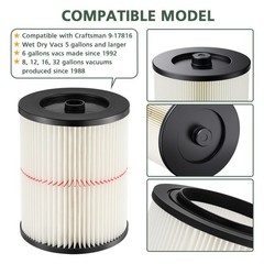 9-17816 Red Stripe Vacuum Cartridge Filter 8.5 H x 6.5 W inch,