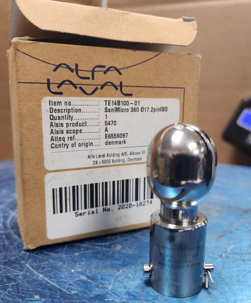 🤠 NEW ALFA LAVAL SANIMICRO ROTARY SPRAY HEAD 360° 17.2MM CLIP-ON TE14B100-01