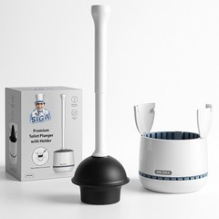 MR.SIGA Premium Toilet Plunger with Holder | Hygienic Auto-Open Lid | White