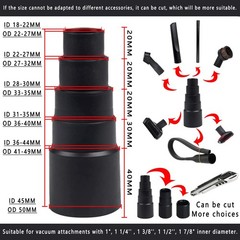 12PCS Universal Vacuum Attachment Kit Wet Dry Plastic 12PCS, Black
