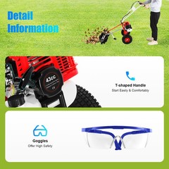 43CC 1.7HP Walk Behind Power Sweeper Broom 2-Stroke Gas Engine Sweeper Lawn Turf