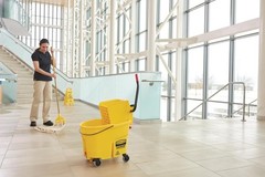 35Qt Mop Bucket & Side Press Wringer Combo on Wheels Heavy Duty Yellow