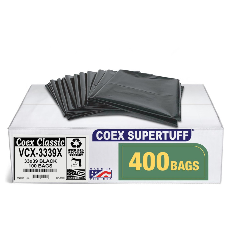 Aluf Plastics – Value Coex 3 Ply Garbage Bags 33 Gallon 1.5 Mil Eq 33X39 Black