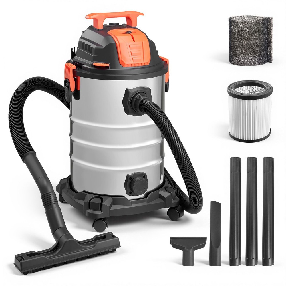 8 Gallon Wet Dry Vacuum, 6 Peak HP, Self – Cleaning Dual – Filter, Metal Tank