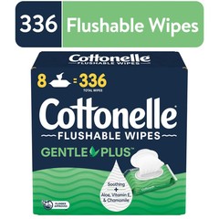 Gentle Plus Flushable Wet Wipes, 8 Flip- Packs