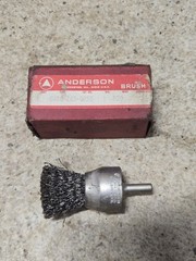 Vintage Anderson 1″ .020 Steel Wire End Brush W/ Shank 5130-263-0235 USA NOS