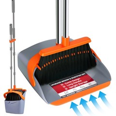Upgraded Broom and Adjustable Length (Approx. 40–51 in.), Orange & Gray