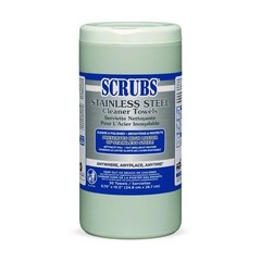 SCRUBS Stainless Steel Cleaner Towel, 1-Ply, 9.75×10.5, Lemon Scent, 30/Canister