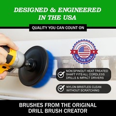 Drillbrush Medium Drill 2in, 4in, 3.5in corner brush, Yellow, Green, Blue