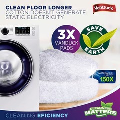 VanDuck 100% Cotton Terry Mop Pads 15×8 Inches 3 Count (Pack of 1), White