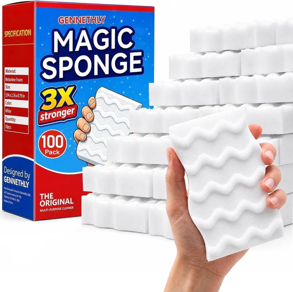 3X Density Magic Sponge Eraser, 100 Pack Melamine Sponge Cleaning Eraser Bulk,