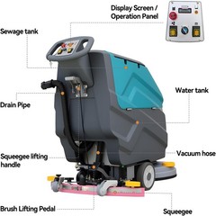 22″ Walk-behind Floor Scrubber Dryer Machine 32000 Sqft/h 18.5-gal 31.5″ Suction