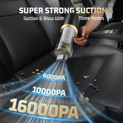 Cordless Car Vacuum Cleaner: Handheld Vacuum with 16000Pa Strong Suction, Brushl