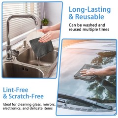 Niurewan 75 Pack Microfiber Cleaning Cloth Roll,Reusable 10×10 inches, Grey