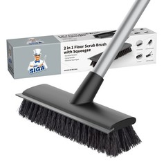 MR.SIGA Floor Scrub Brush with Long Handle, 2 in 1 8.7 x 48.4 inch, Gray
