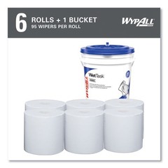 WypAll Power Clean WetTask Wipers, 6 x 12, Unscented, 95/Roll, 6 Rolls/Carton